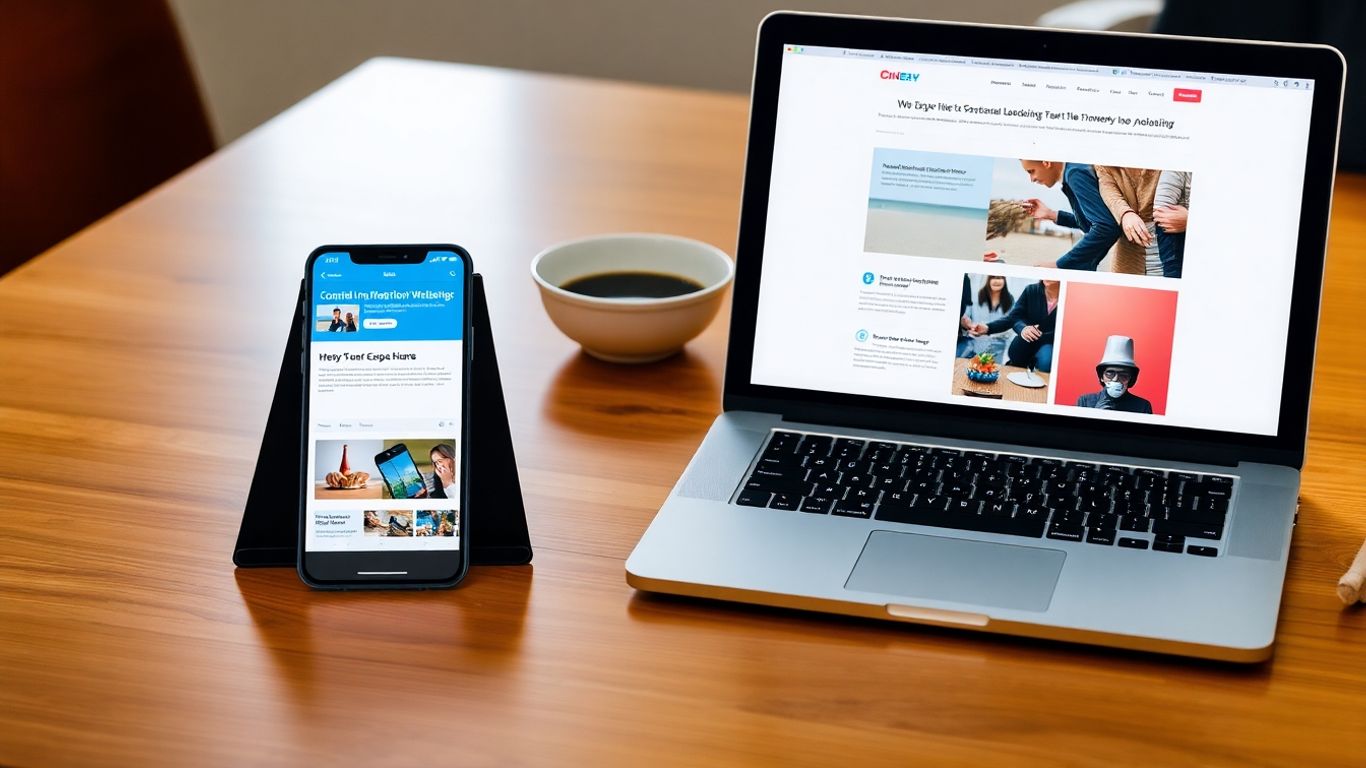 Smartphone and laptop with modern website layout