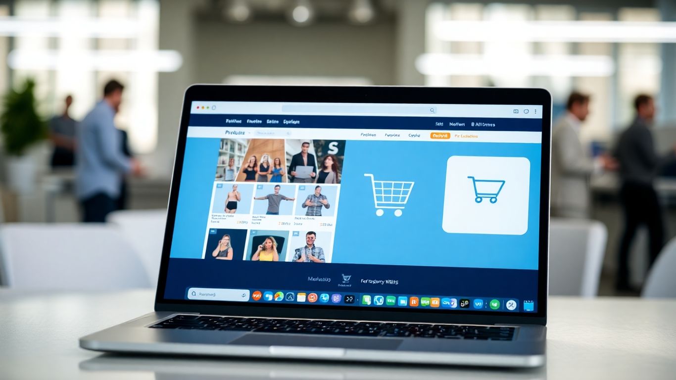E-commerce website on laptop screen