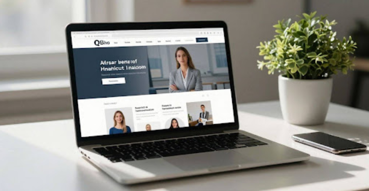 Modern real estate website on a laptop screen.