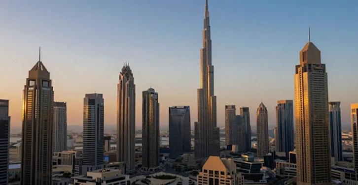 Dubai cityscape at sunset