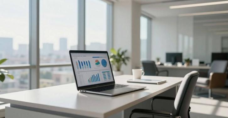 Real estate professional analyzing digital marketing leads on a laptop.